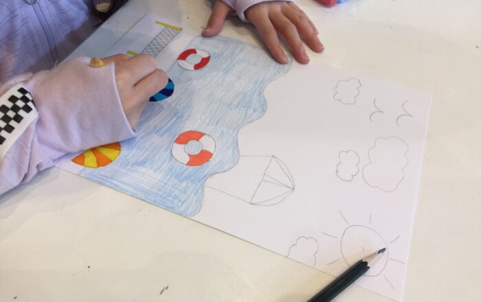 Drawing of beach scene