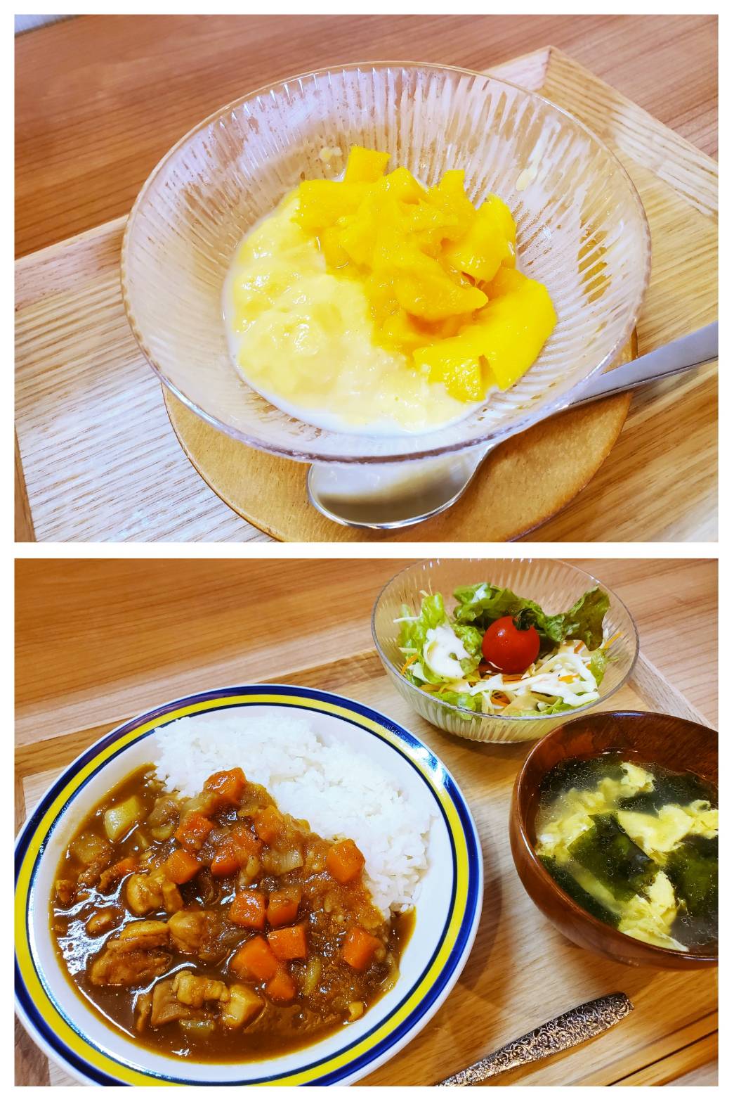 【都筑校】マンゴープリンとチキンカレー♪