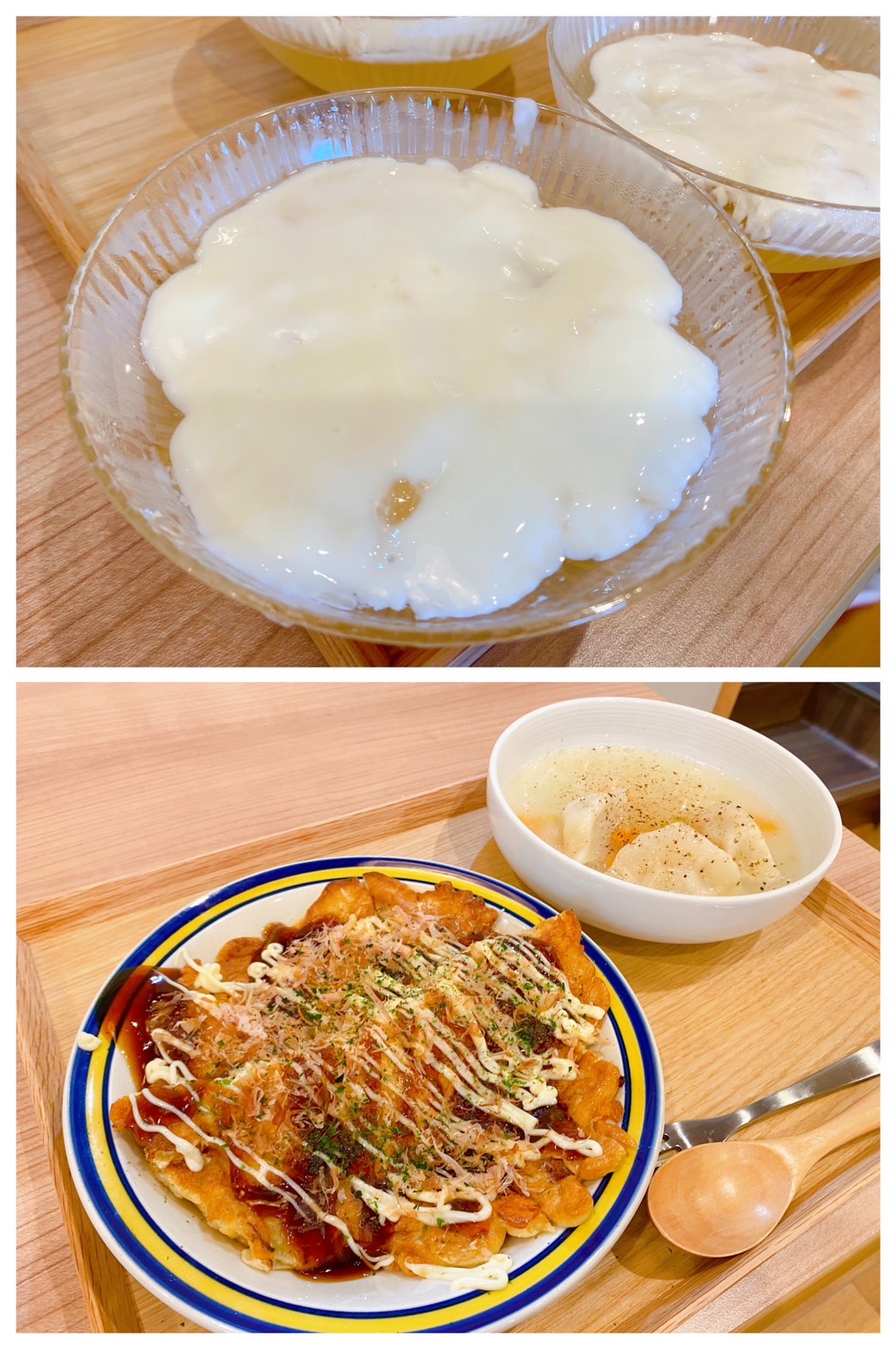 【都筑校】ミルクアップルゼリー＆豚玉お好み焼き