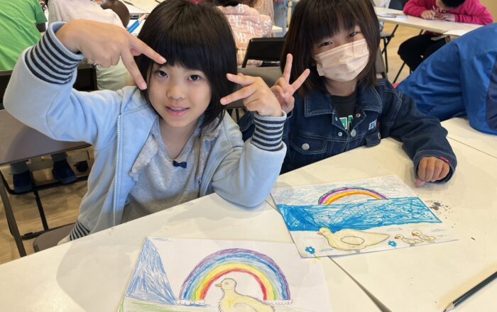 【青葉校】春のアヒルの子の絵を描きました✍