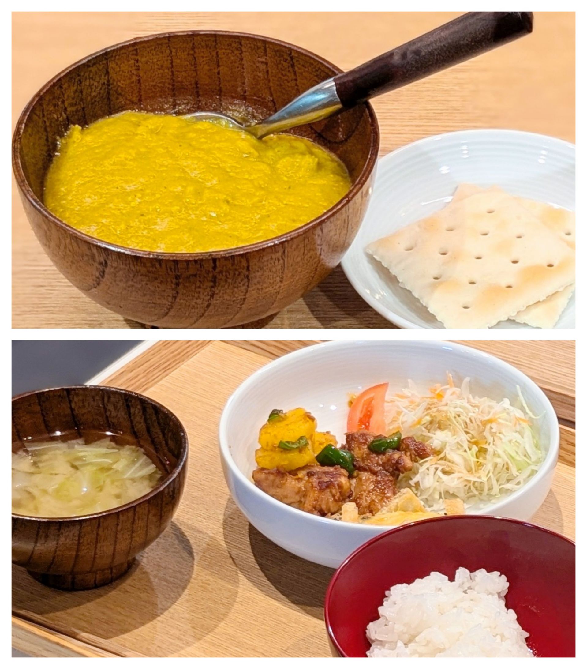 【青葉校】クラッカーに南瓜スープ